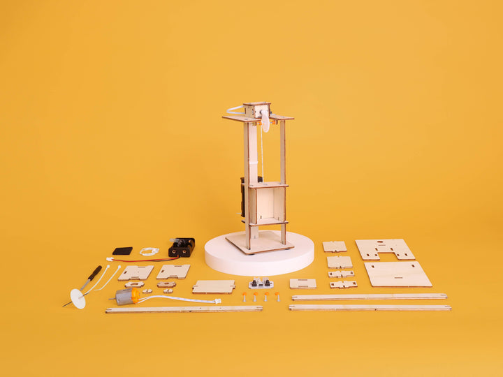 Electric Elevator DIY Kit, STEM Toy for Kids, Craft Kit-Wooden Toy-Kitsville-Acorns &amp; Twigs