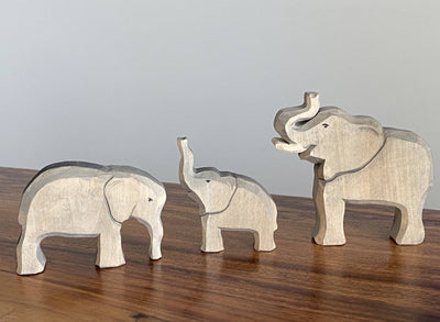 Elephants set of 3-Small World Play-PoppyBabyCo-Acorns & Twigs