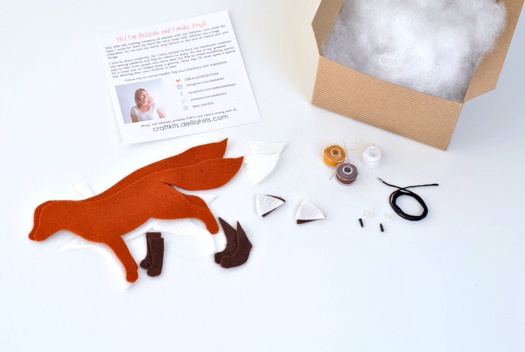 Felt Fox Stuffed Animal DIY Craft Sewing Kit-Felt Craft-DelilahIris Designs-Acorns &amp; Twigs