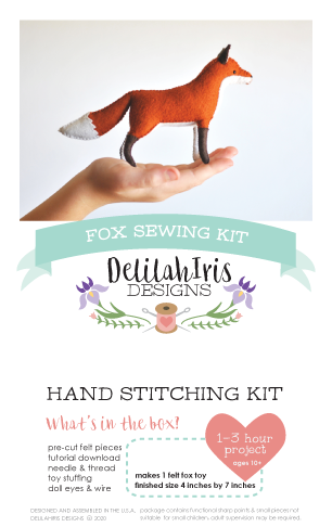 Felt Fox Stuffed Animal DIY Craft Sewing Kit-Felt Craft-DelilahIris Designs-Acorns &amp; Twigs