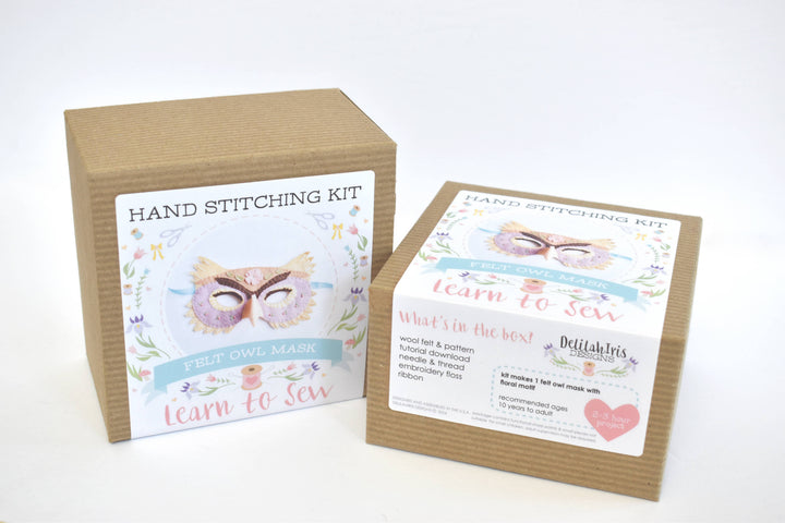 Felt Owl Mask Hand Sewing Kit-Felt Craft-DelilahIris Designs-Acorns &amp; Twigs