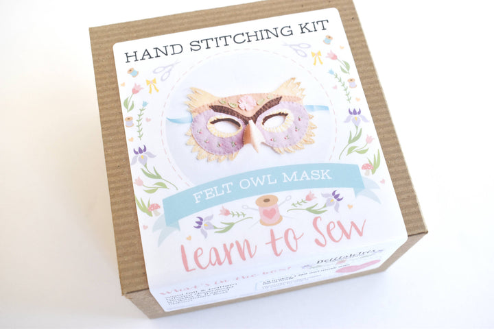 Felt Owl Mask Hand Sewing Kit-Felt Craft-DelilahIris Designs-Acorns &amp; Twigs