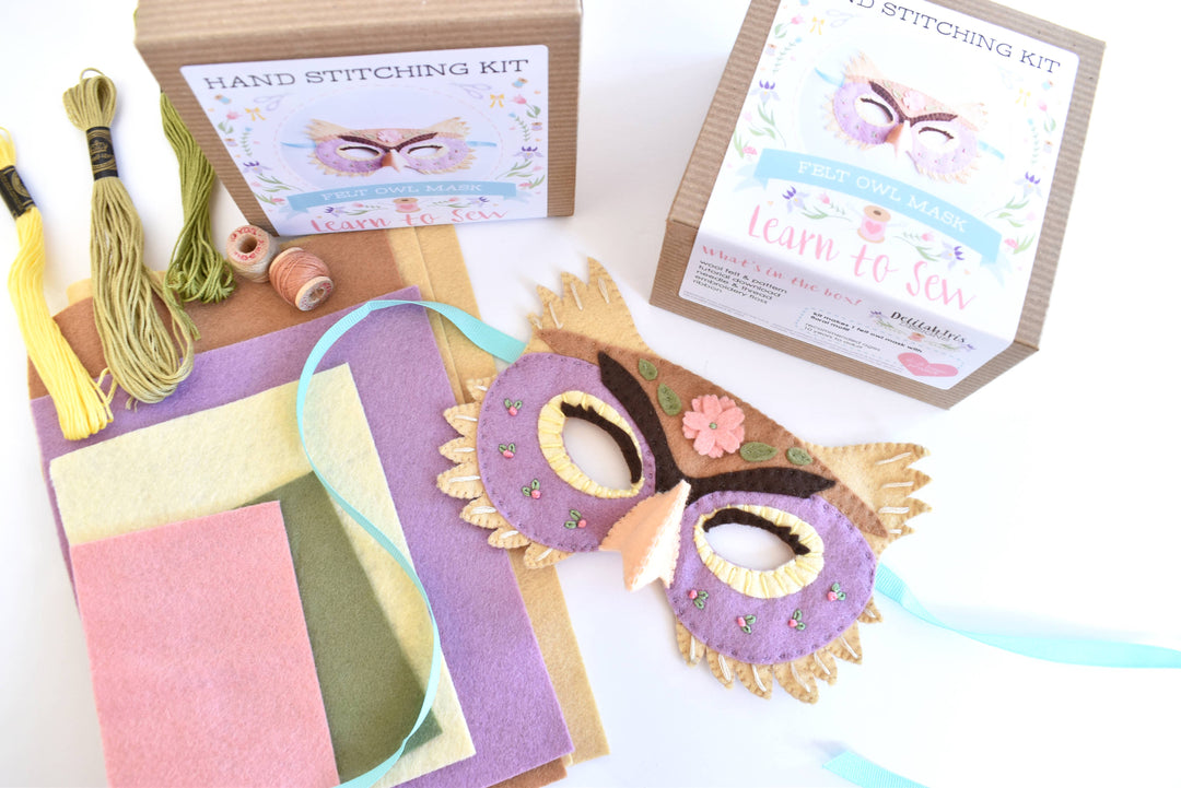 Felt Owl Mask Hand Sewing Kit-Felt Craft-DelilahIris Designs-Acorns &amp; Twigs