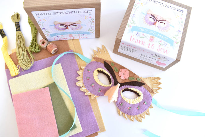 Felt Owl Mask Hand Sewing Kit-Felt Craft-DelilahIris Designs-Acorns &amp; Twigs