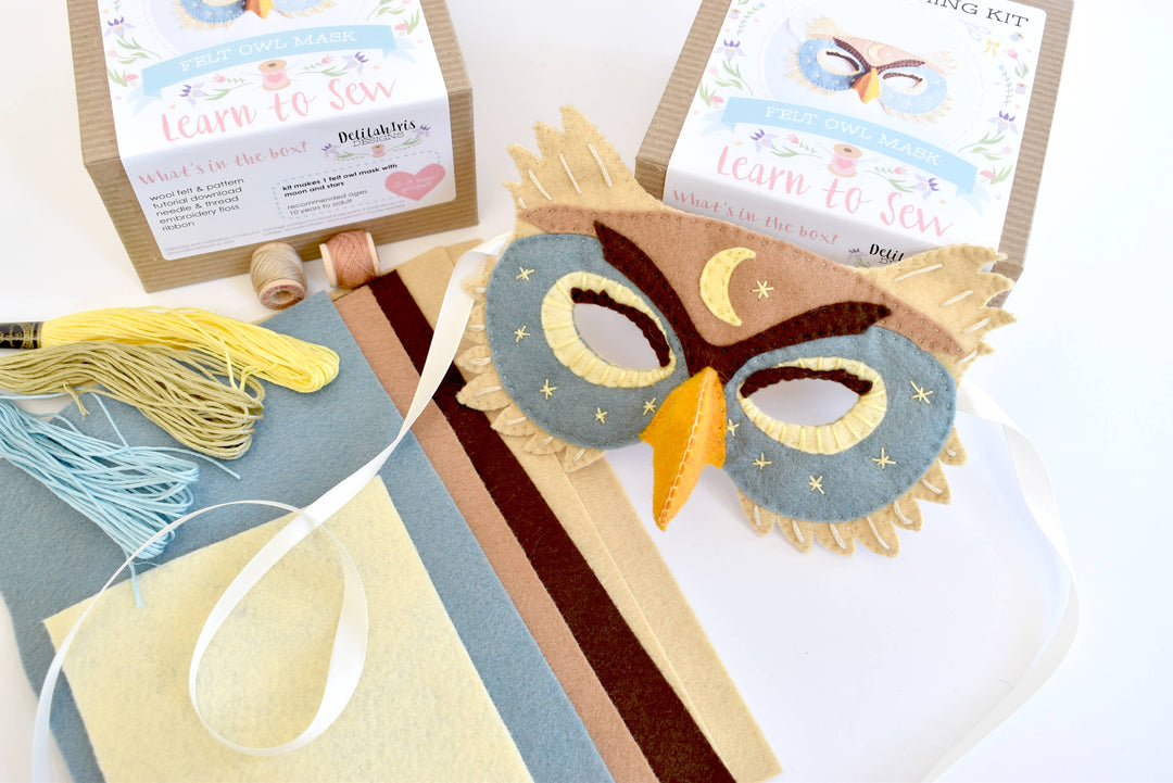 Felt Owl Mask Hand Sewing Kit-Felt Craft-DelilahIris Designs-Acorns &amp; Twigs