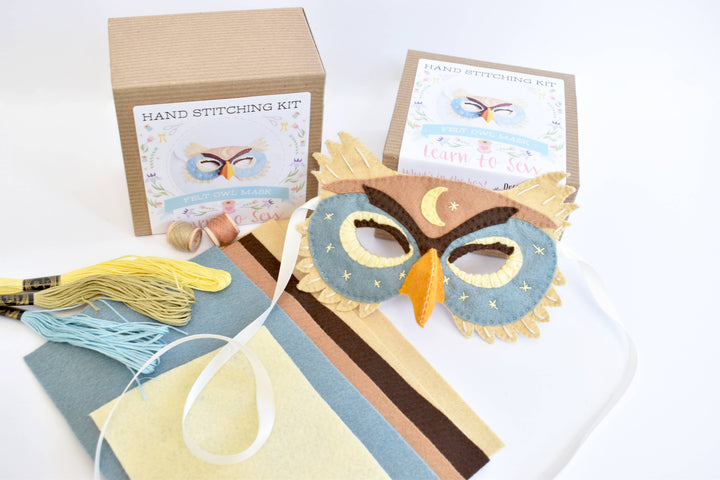 Felt Owl Mask Hand Sewing Kit-Felt Craft-DelilahIris Designs-Acorns &amp; Twigs