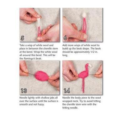 Flamingo Needle Felting Kit - PIN-Needle Felting-WoolPets-Acorns &amp; Twigs