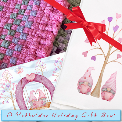 For New Potholder Weavers: Love Gnome Potholder Holiday Gift Box-Gift Boxes-Acorns & Twigs-Acorns & Twigs