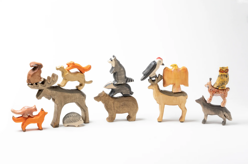 Forest Animals, set of 17-Small World Play-PoppyBabyCo-Acorns & Twigs