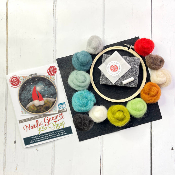 Gnomes in a Hoop Needle Felting Craft Kit-Needle Felting-The Crafty Kit Company-Acorns &amp; Twigs