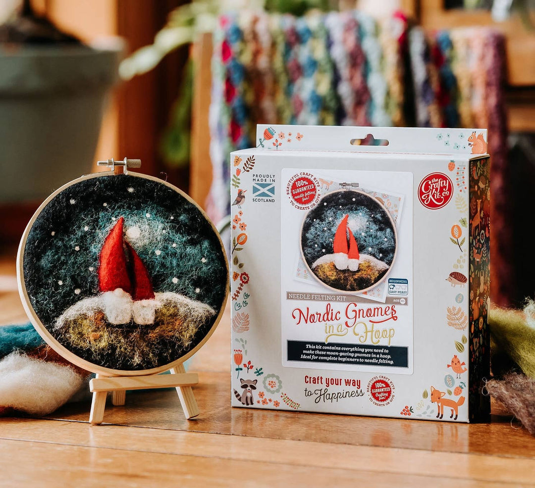 Gnomes in a Hoop Needle Felting Craft Kit-Needle Felting-The Crafty Kit Company-Acorns &amp; Twigs