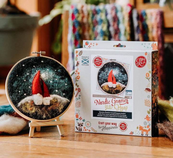 Gnomes in a Hoop Needle Felting Craft Kit-Needle Felting-The Crafty Kit Company-Acorns &amp; Twigs