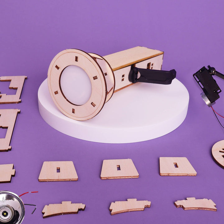 Hand-Crank Flashlight DIY Kit, Educational STEM Toy for Kids-Wooden Toy-Kitsville-Acorns &amp; Twigs