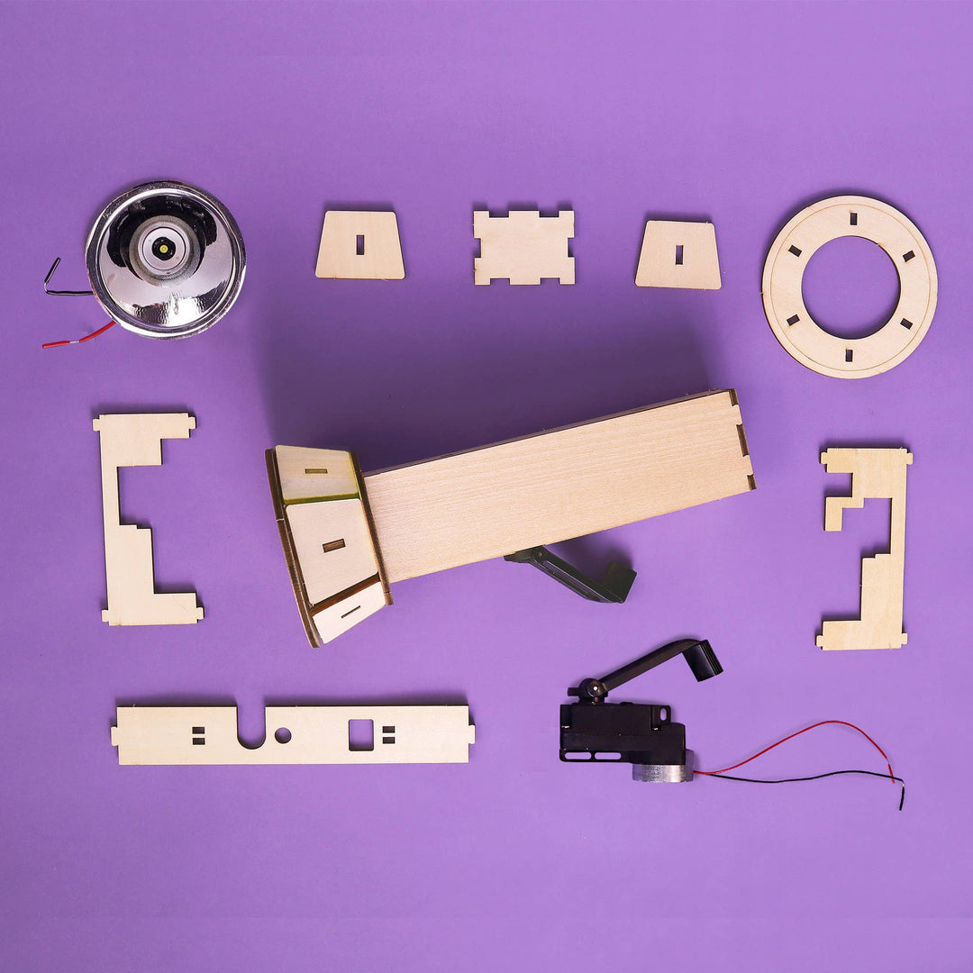 Hand-Crank Flashlight DIY Kit, Educational STEM Toy for Kids-Wooden Toy-Kitsville-Acorns &amp; Twigs