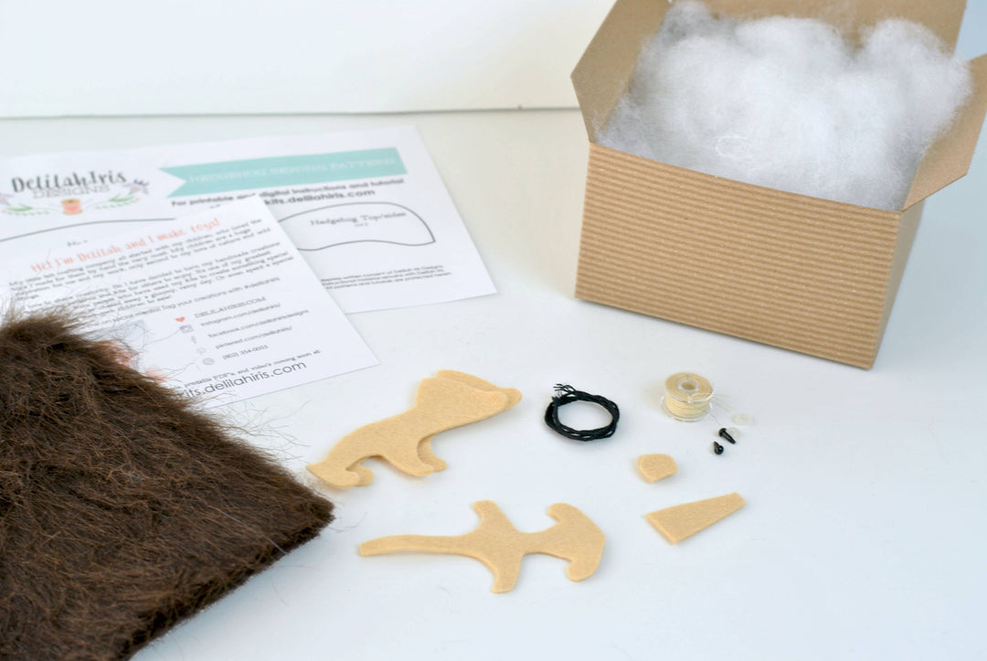Hedgehog DIY Stuffed Animal Craft Sewing Kit-Felt Craft-DelilahIris Designs-Acorns &amp; Twigs