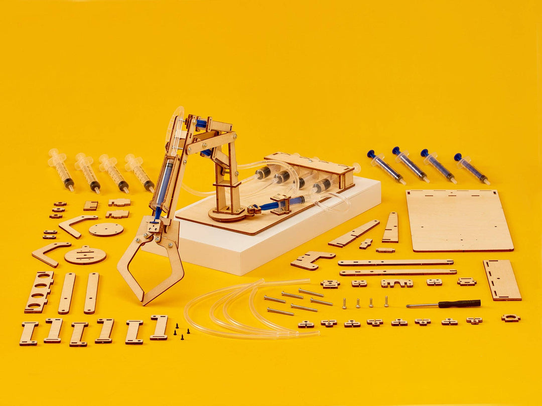Hydraulic Robotic Arm DIY Kit, Educational STEM Toy for Kids-Wooden Toy-Kitsville-Acorns &amp; Twigs