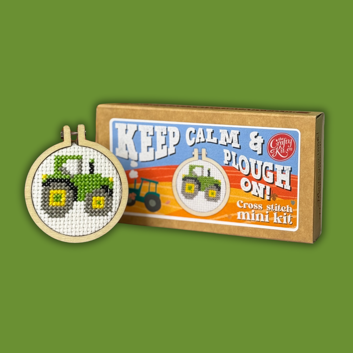 'Keep Calm and Plough On!' Mini Matchbox Cross Stitch Kit-Cross Stitch-The Crafty Kit Company-Acorns & Twigs