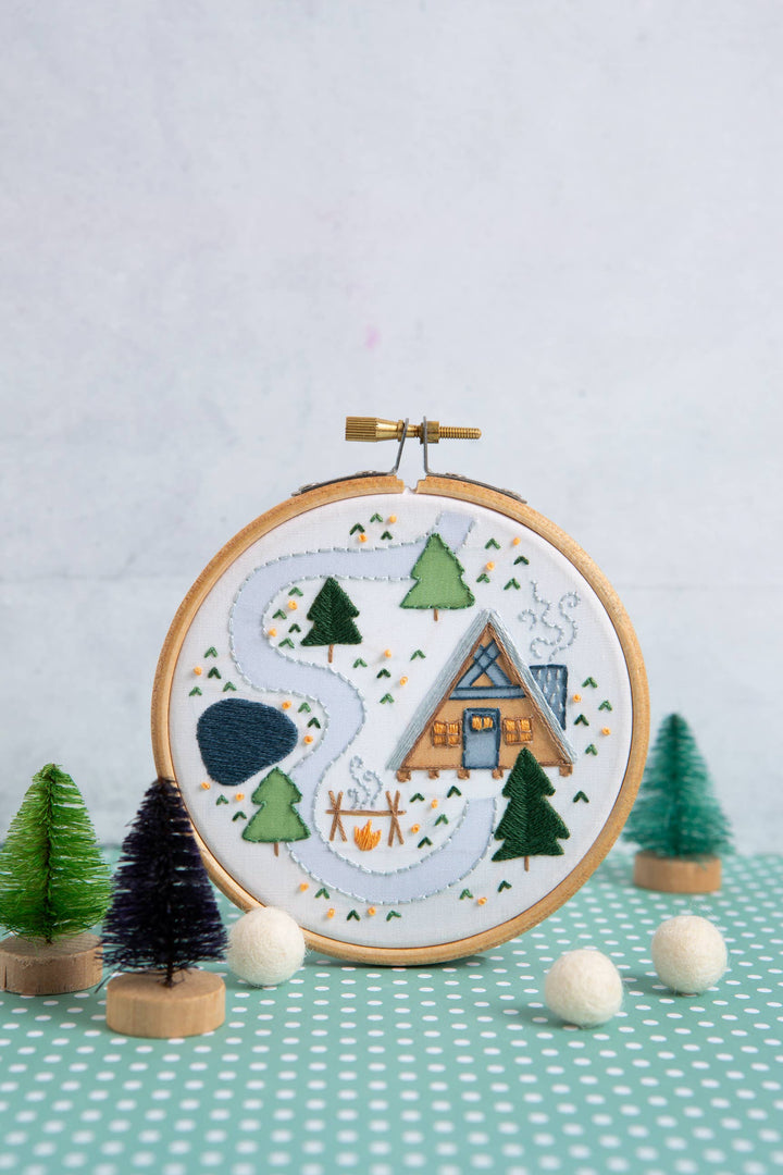 Log Cabin Mini Embroidery Kit-Embroidery-Hawthorn Handmade-Acorns &amp; Twigs