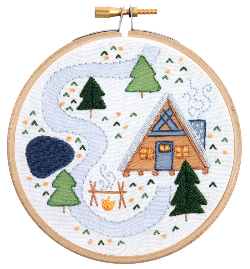 Log Cabin Mini Embroidery Kit-Embroidery-Hawthorn Handmade-Acorns & Twigs