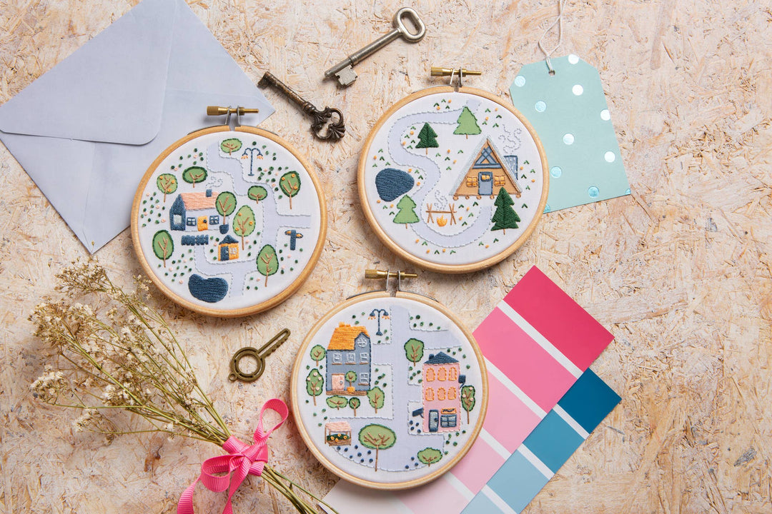Log Cabin Mini Embroidery Kit-Embroidery-Hawthorn Handmade-Acorns &amp; Twigs
