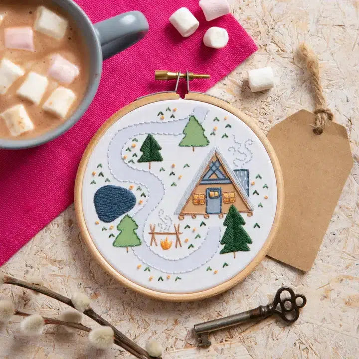 Log Cabin Mini Embroidery Kit-Embroidery-Hawthorn Handmade-Acorns &amp; Twigs