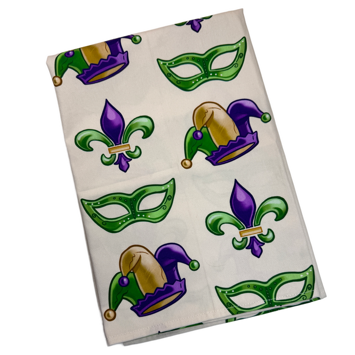 Mardi Gras Tea Towel-Potholder weaving-Keep On Looping-Acorns &amp; Twigs
