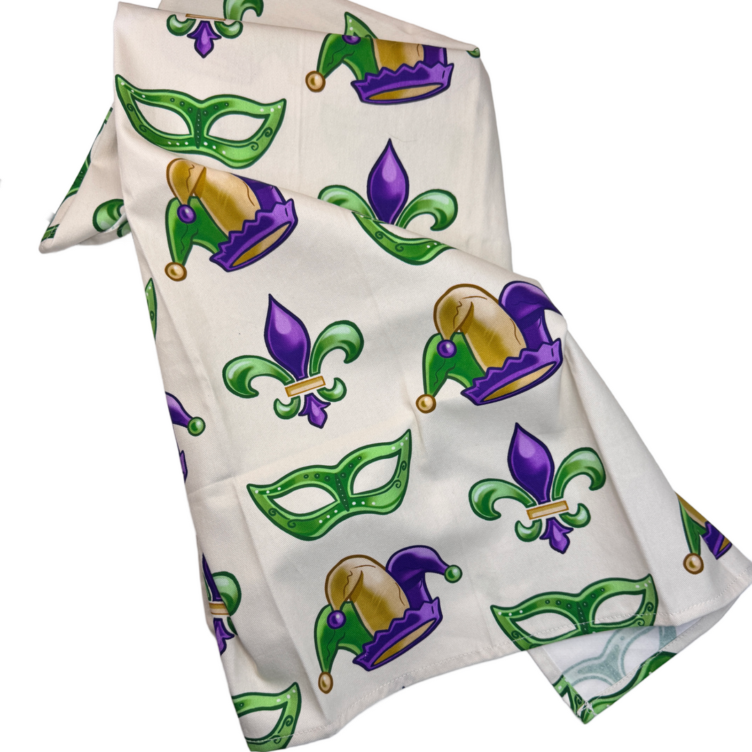 Mardi Gras Tea Towel-Potholder weaving-Keep On Looping-Acorns &amp; Twigs