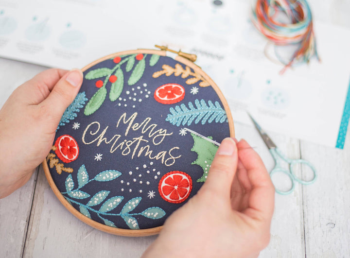 Merry Christmas Handmade Embroidery Kit Hoop Art-Embroidery-Oh Sew Bootiful-Acorns &amp; Twigs