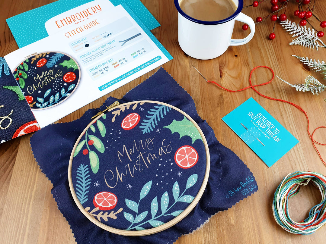 Merry Christmas Handmade Embroidery Kit Hoop Art-Embroidery-Oh Sew Bootiful-Acorns &amp; Twigs