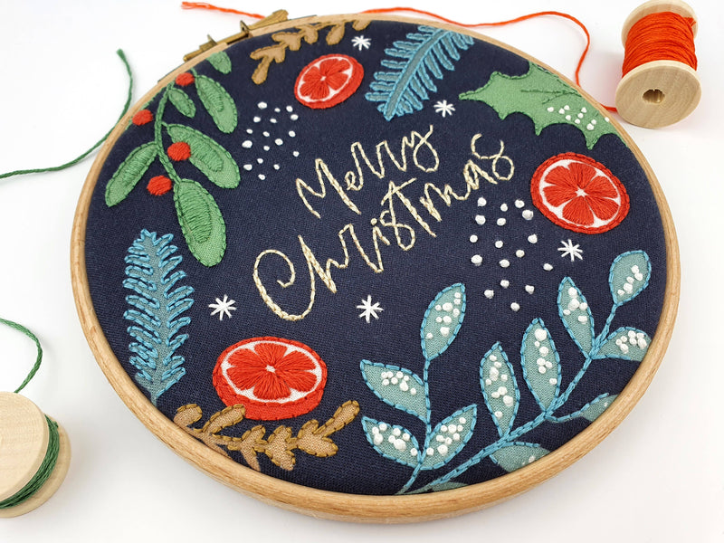 Merry Christmas Handmade Embroidery Kit Hoop Art-Embroidery-Oh Sew Bootiful-Acorns & Twigs