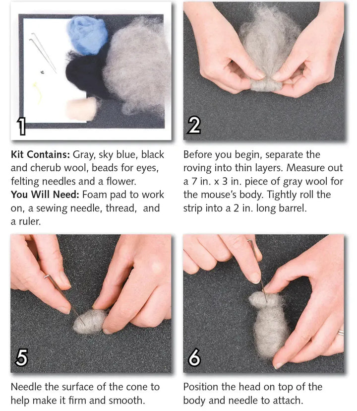 Mice Duo Needle Felting Kit - Intermediate-Needle Felting-WoolPets-Acorns &amp; Twigs