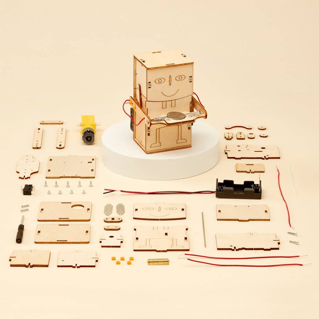 Money Bank Robot DIY Kit, STEM Toy for Kids, Craft Kit-Wooden Toy-Kitsville-Acorns &amp; Twigs