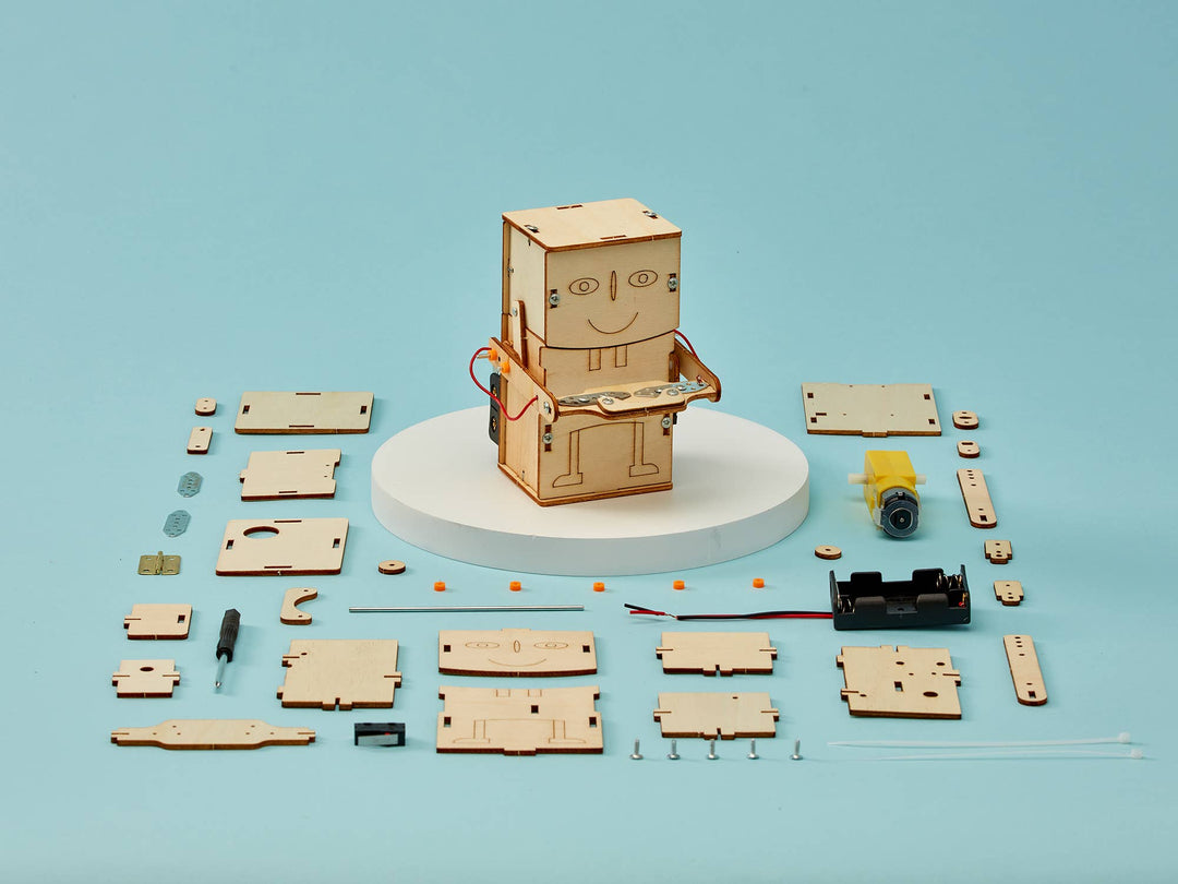 Money Bank Robot DIY Kit, STEM Toy for Kids, Craft Kit-Wooden Toy-Kitsville-Acorns &amp; Twigs