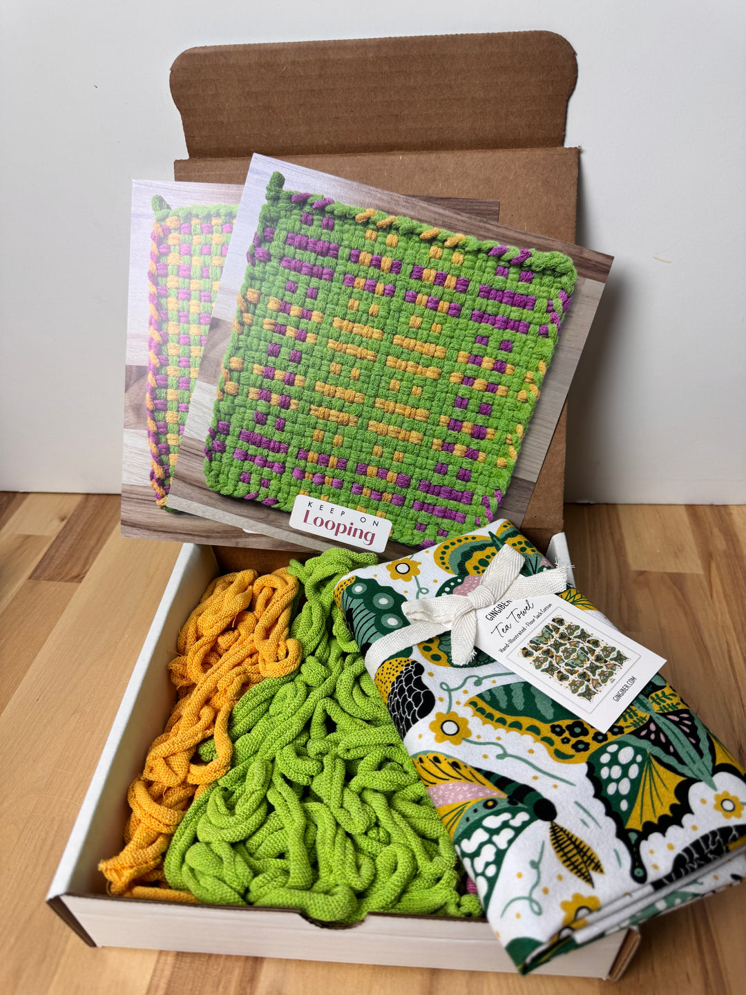 Night Butterfly Potholder + Tea Towel Kit – Gingiber Artist Series (PRO sized)-Potholder weaving-Acorns &amp; Twigs-Acorns &amp; Twigs