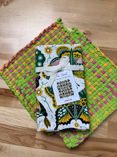 Night Butterfly Potholder + Tea Towel Kit – Gingiber Artist Series (PRO sized)-Potholder weaving-Acorns & Twigs-Acorns & Twigs