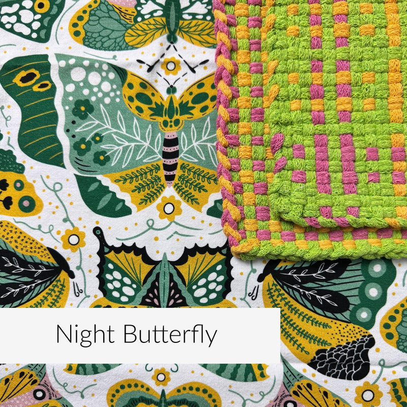 Night Butterfly Potholder + Tea Towel Kit – Gingiber Artist Series (PRO sized)-Potholder weaving-Acorns & Twigs-Acorns & Twigs