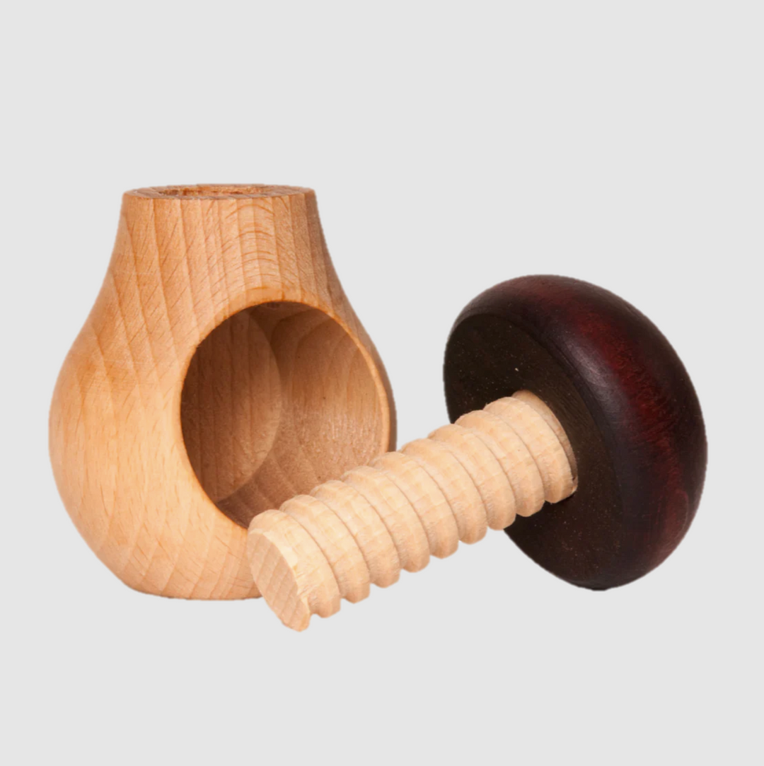 Nut Cracker Mushroom With Screw-Wooden Toy-PoppyBabyCo-Acorns &amp; Twigs