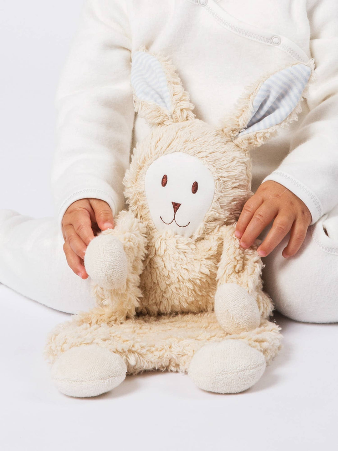 Organic Snuggle Bunny Toy - Blue Stripe Ears-Stuffy-Under the Nile-Acorns &amp; Twigs