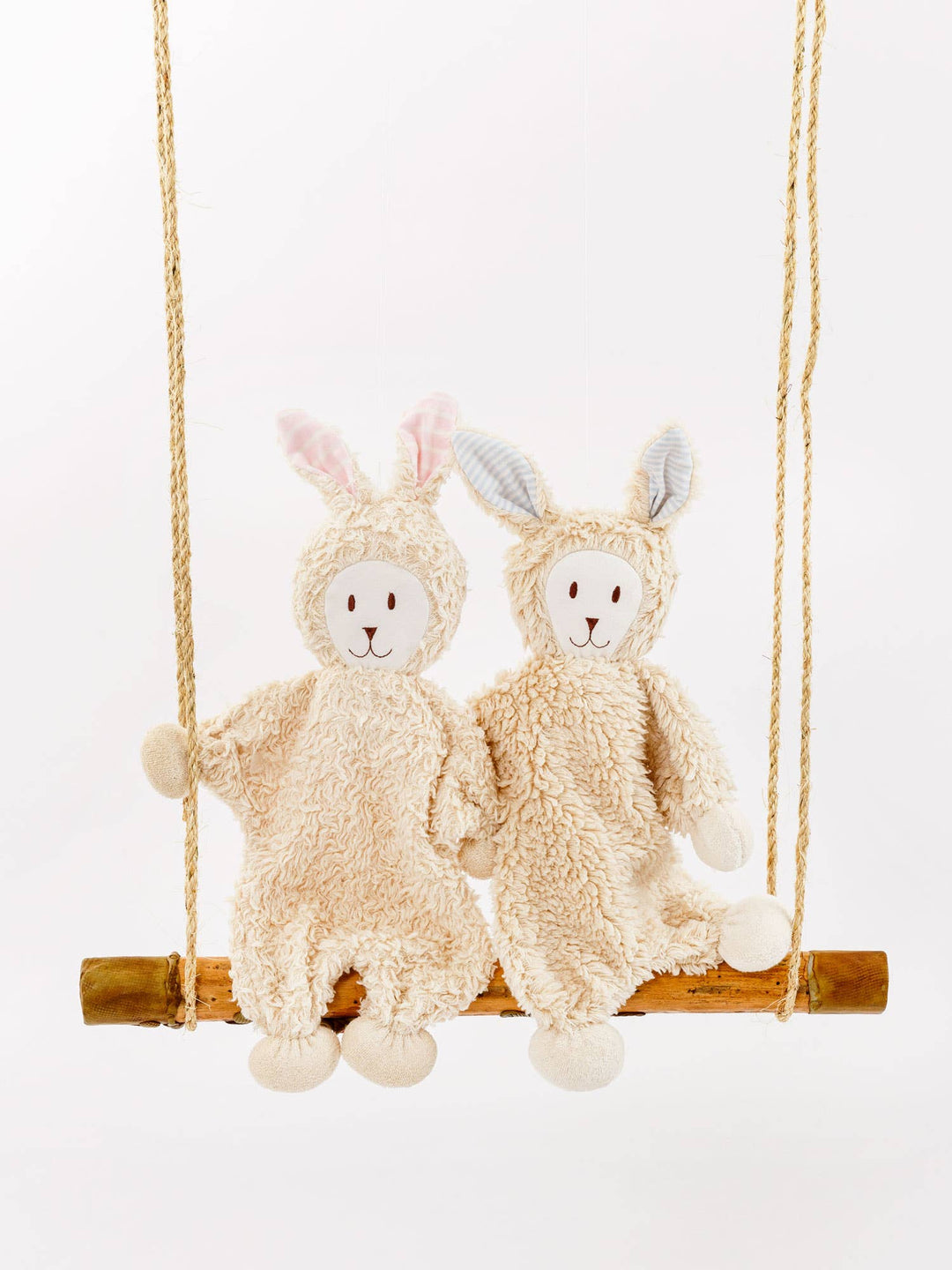 Organic Snuggle Bunny Toy - Blue Stripe Ears-Stuffy-Under the Nile-Acorns &amp; Twigs