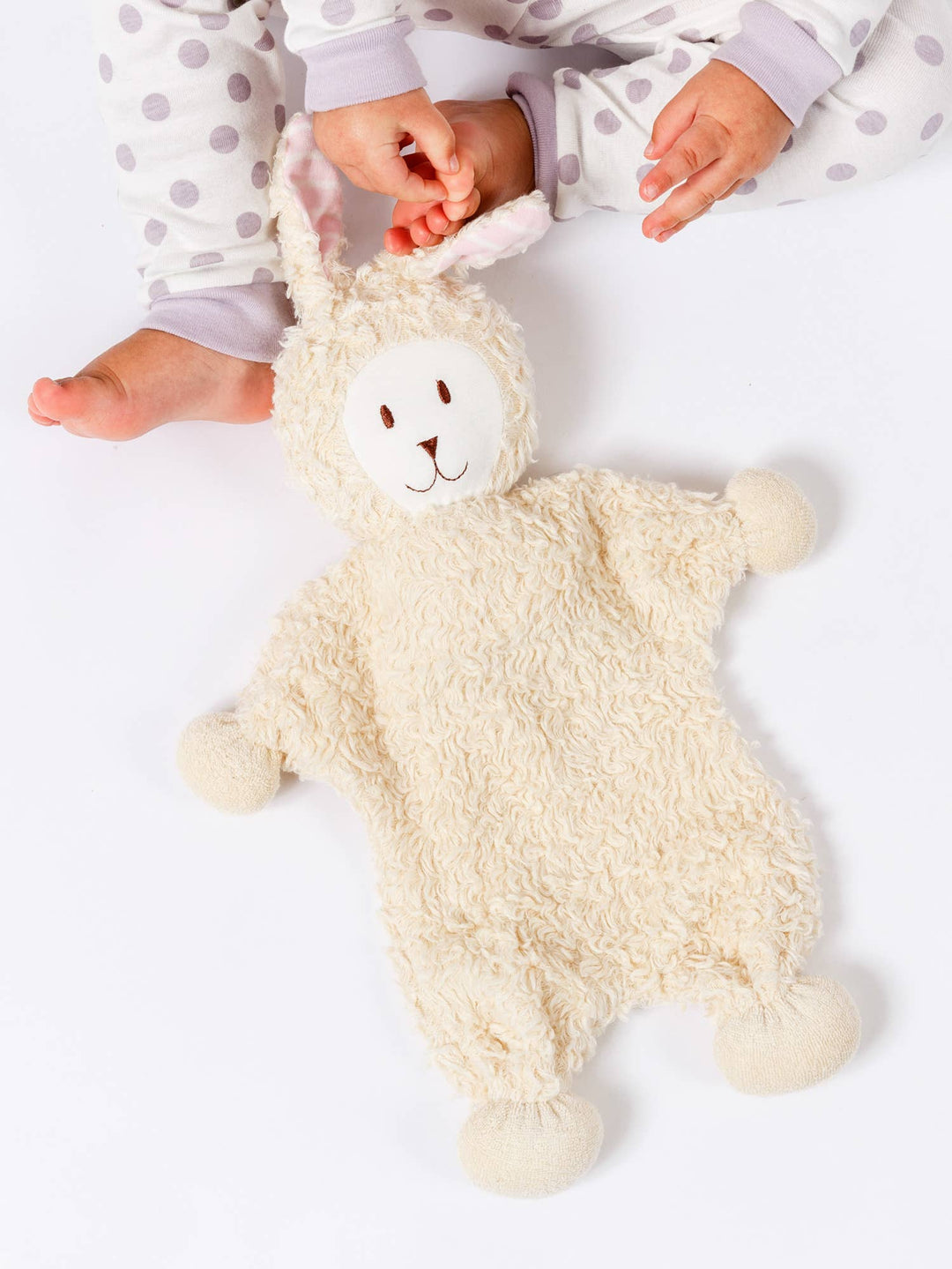 Organic Snuggle Bunny Toy - Pink Stripe Ears-Stuffy-Under the Nile-Acorns &amp; Twigs