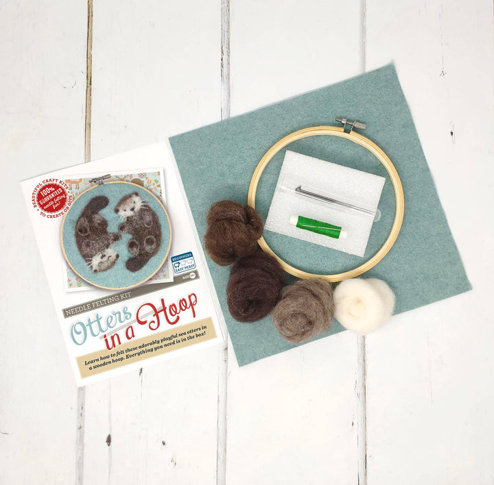 Otters in a Hoop Needle Felting Craft Kit-Needle Felting-The Crafty Kit Company-Acorns &amp; Twigs