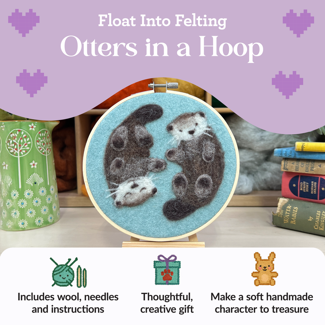 Otters in a Hoop Needle Felting Craft Kit-Needle Felting-The Crafty Kit Company-Acorns &amp; Twigs