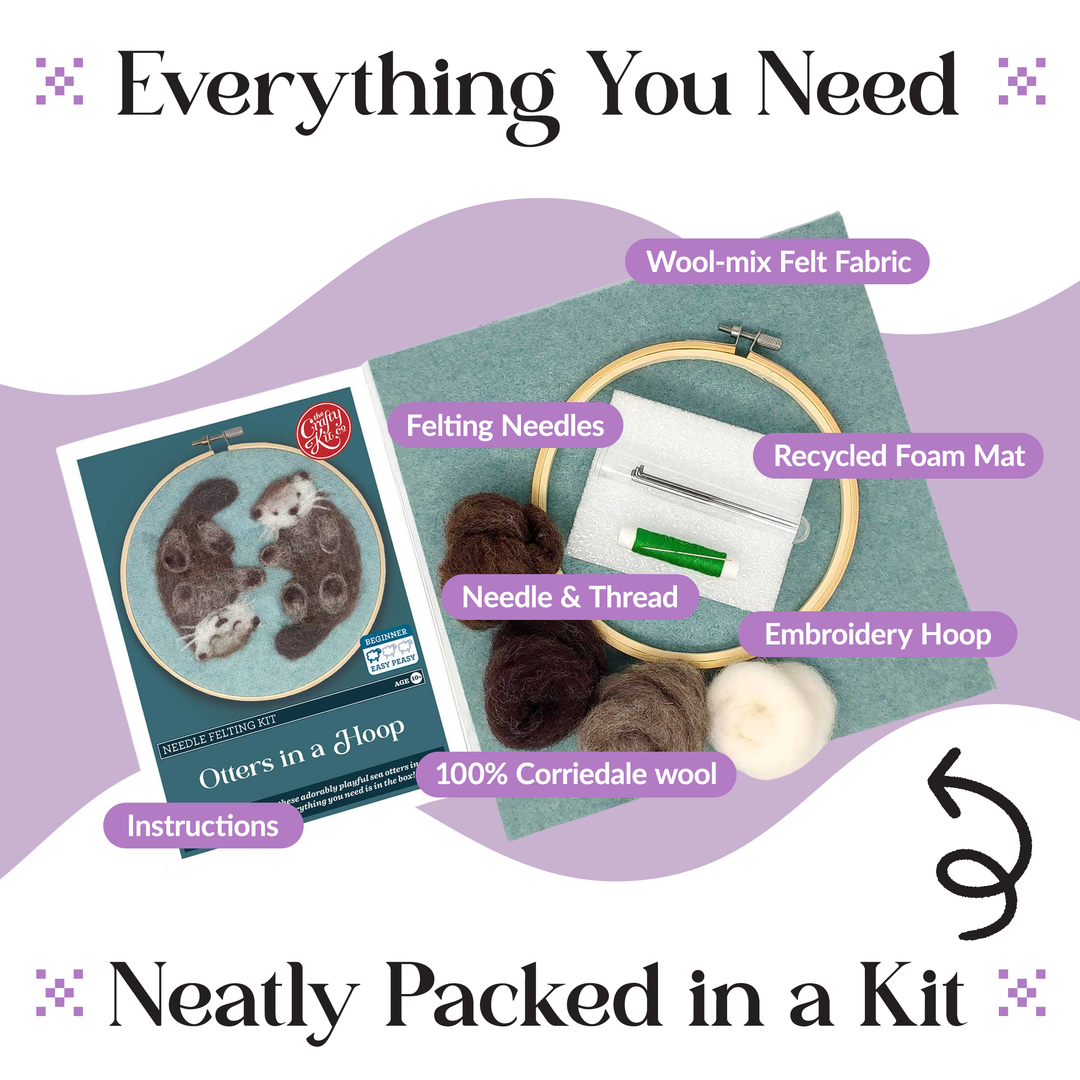 Otters in a Hoop Needle Felting Craft Kit-Needle Felting-The Crafty Kit Company-Acorns &amp; Twigs