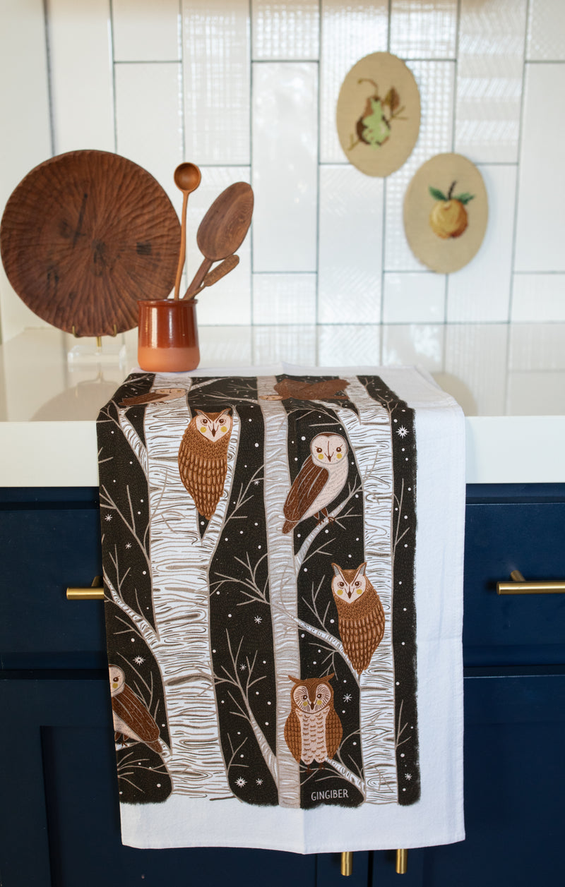 Owl Potholder + Tea Towel Kit – Gingiber Artist Series (PRO sized)-Potholder weaving-Acorns & Twigs-Acorns & Twigs