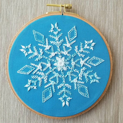 PRE ORDER: Snowflake Sampler Embroidery Kit: Dark Blue Fabric-Embroidery-Jessica Long Embroidery-Acorns & Twigs