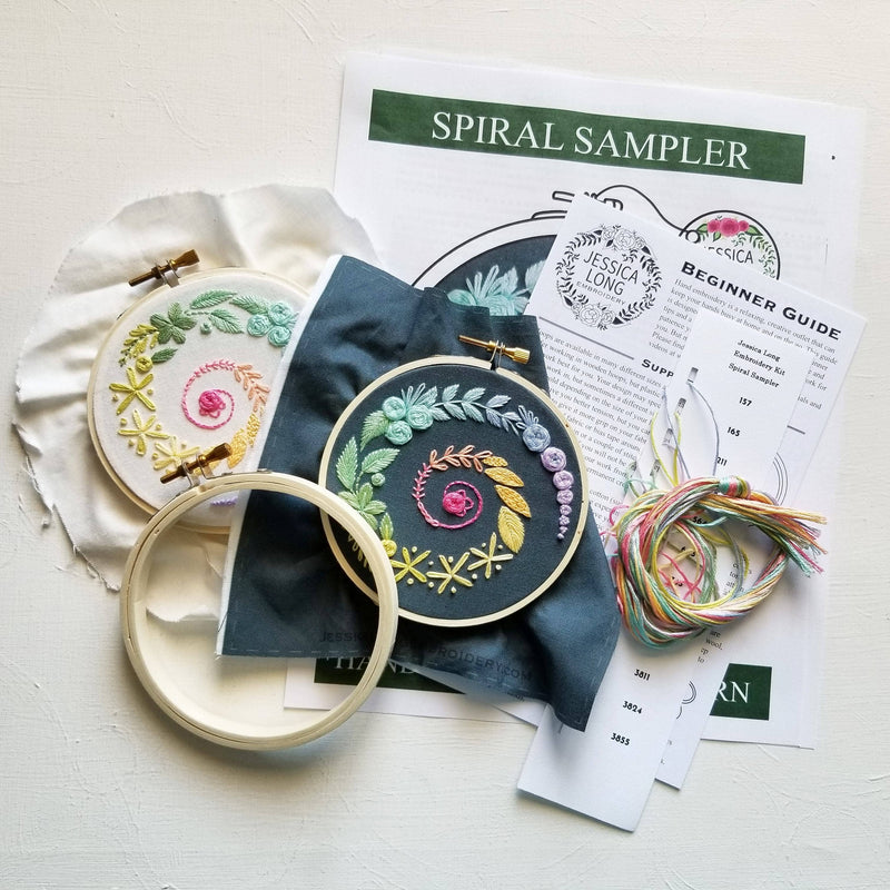 PRE-ORDER: Winter Spiral Beginner Embroidery Kit-Embroidery-Jessica Long Embroidery-Acorns & Twigs