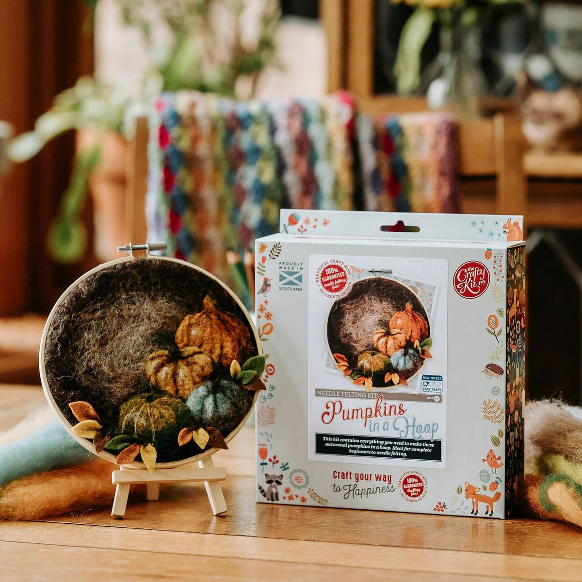 Paint with Wool: Pumpkin in a Hoop Needle Felt Craft Kit-Needle Felting-The Crafty Kit Company-Acorns & Twigs