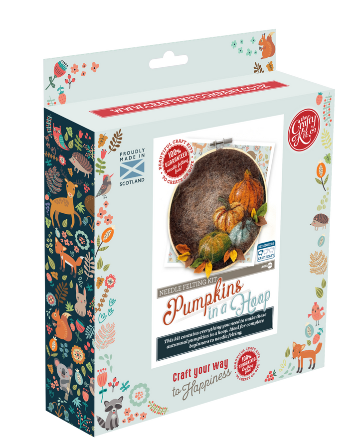 Paint with Wool: Pumpkin in a Hoop Needle Felt Craft Kit-Needle Felting-The Crafty Kit Company-Acorns &amp; Twigs