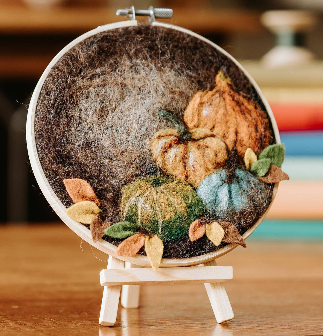 Paint with Wool: Pumpkin in a Hoop Needle Felt Craft Kit-Needle Felting-The Crafty Kit Company-Acorns &amp; Twigs