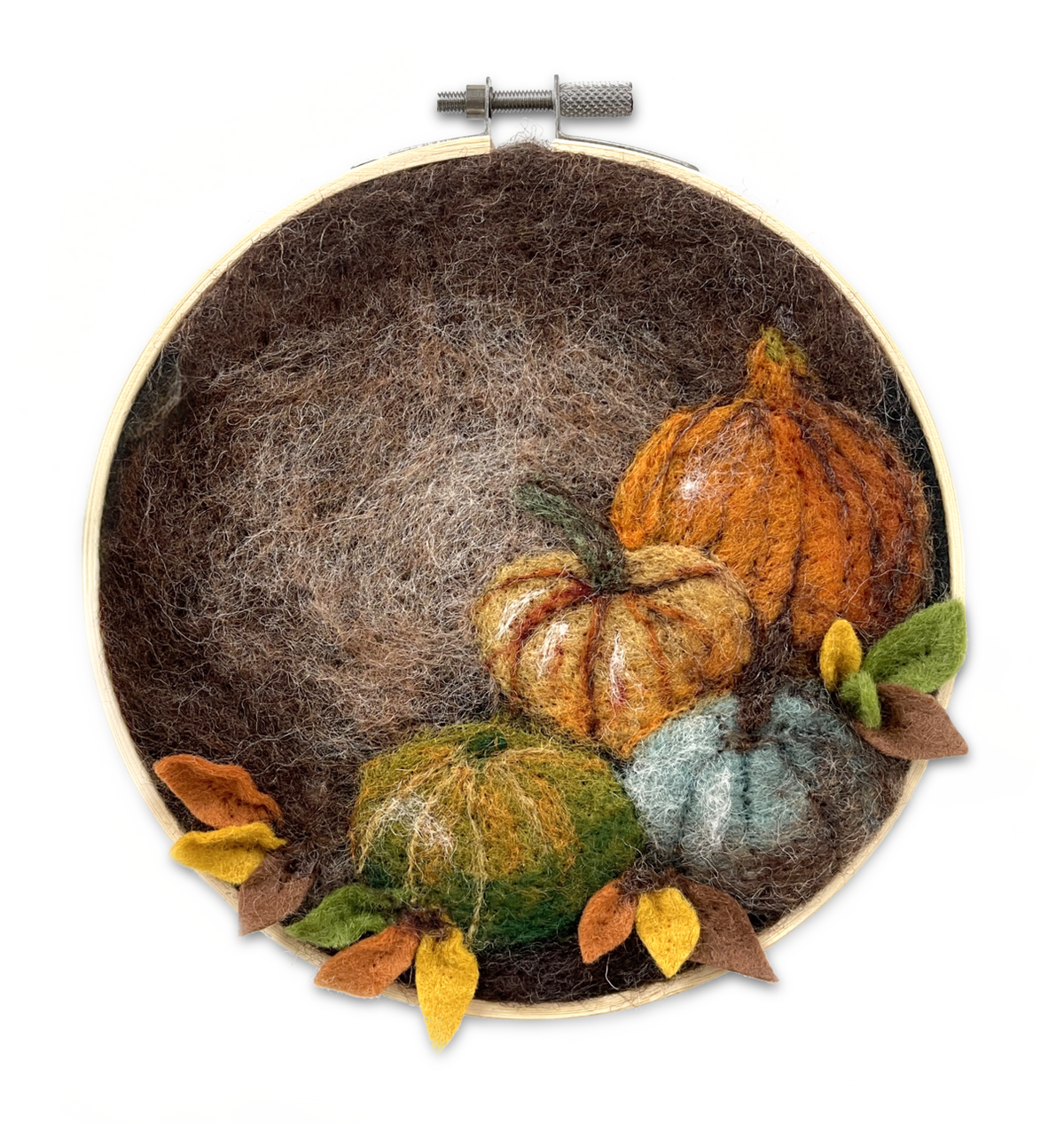 Paint with Wool: Pumpkin in a Hoop Needle Felt Craft Kit-Needle Felting-The Crafty Kit Company-Acorns & Twigs